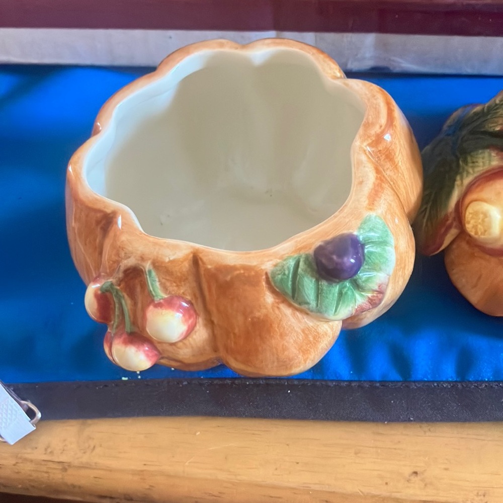 Fitz and Floyd Green and orange Pumpkin Bowl